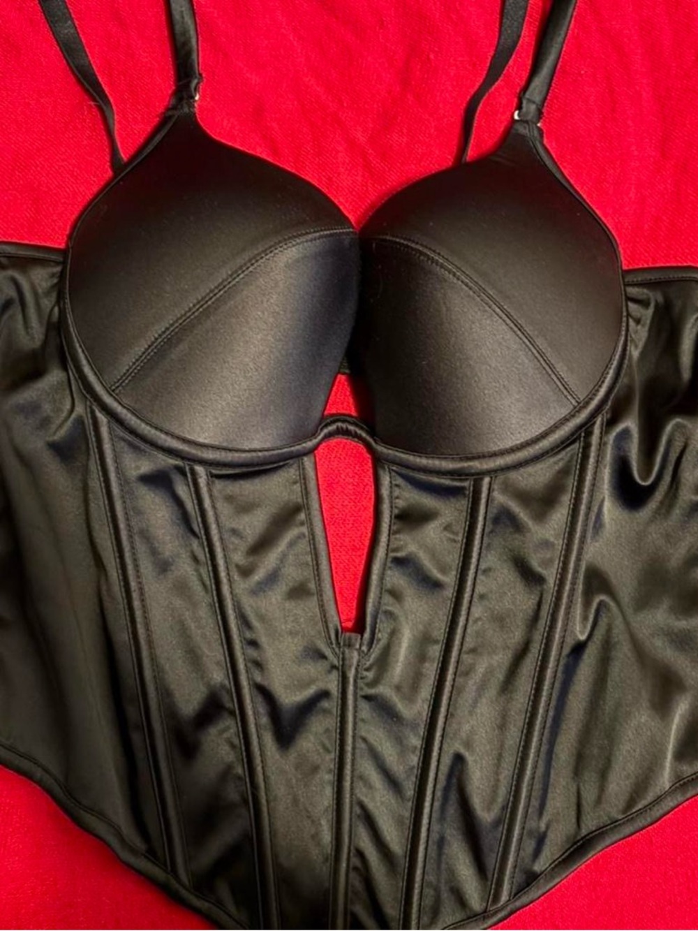 Dominique Black Satin Bustier Corset